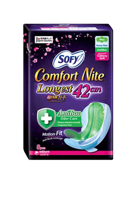 Sofy Body Fit Night Slim Wing Anti Bacterial 42cm 8s