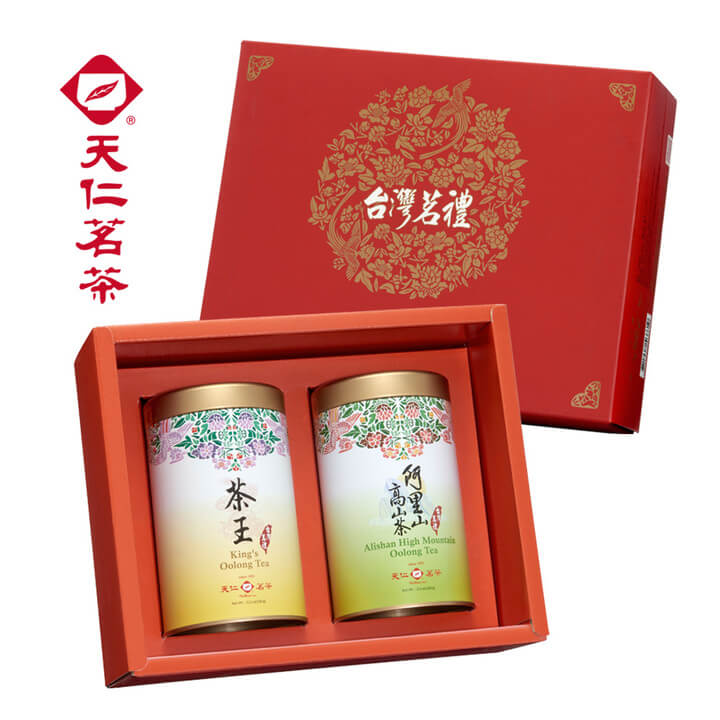 [天仁茗茶] 台灣茗禮茶葉禮盒 (阿里山茶100g+茶王100g) (附提袋)