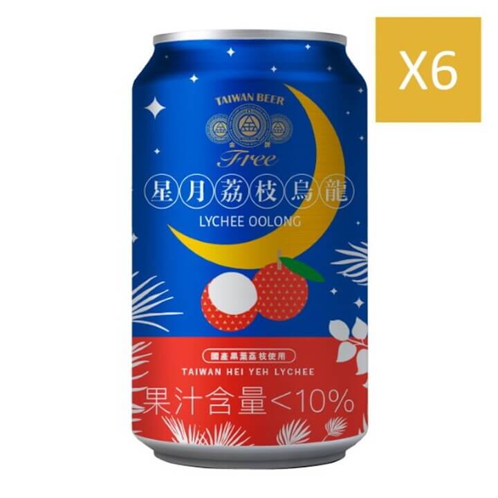 金牌FREE啤酒風味飲料-星月荔枝烏龍(無酒精啤酒)330mlx6入