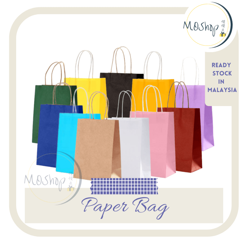 Colour Kraft Paper Bag 牛皮纸袋 Handle paper bag Gift Bag Shopping bag Goodies bag Takeaway bag