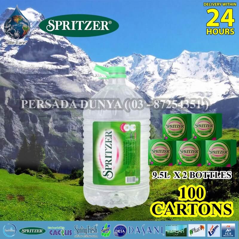 PACKAGE OF 100 CARTONS : SPRITZER MINERAL WATER 9500ML x 2 BOTTLES