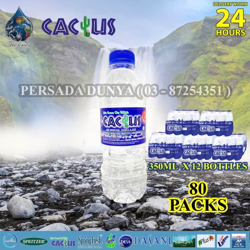 PACKAGE OF 80 PACKS : CACTUS MINERAL WATER 350ML x 12 BOTTLES