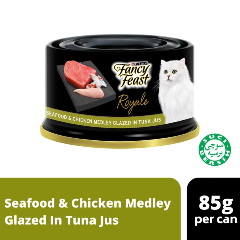 [LazChoice]Fancy Feast Royale Seafood & Chicken Medley Glazed In Tuna Jus Wet Cat Food Can (1 x 85g)