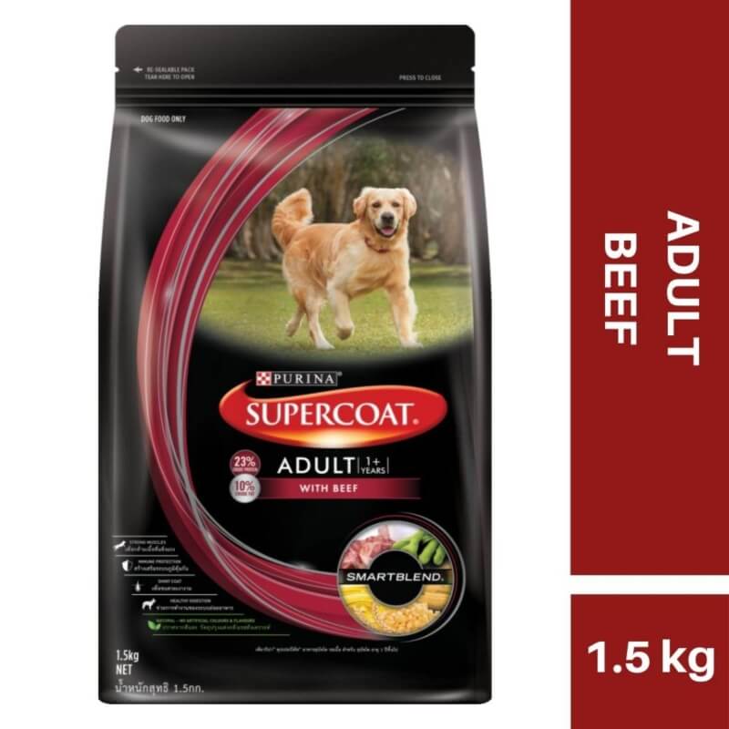 SUPERCOAT ADULT DOG FOOD Beef 1.5kg - Pet Food/ Dry Food/ Dog Food/ Makanan Anjing