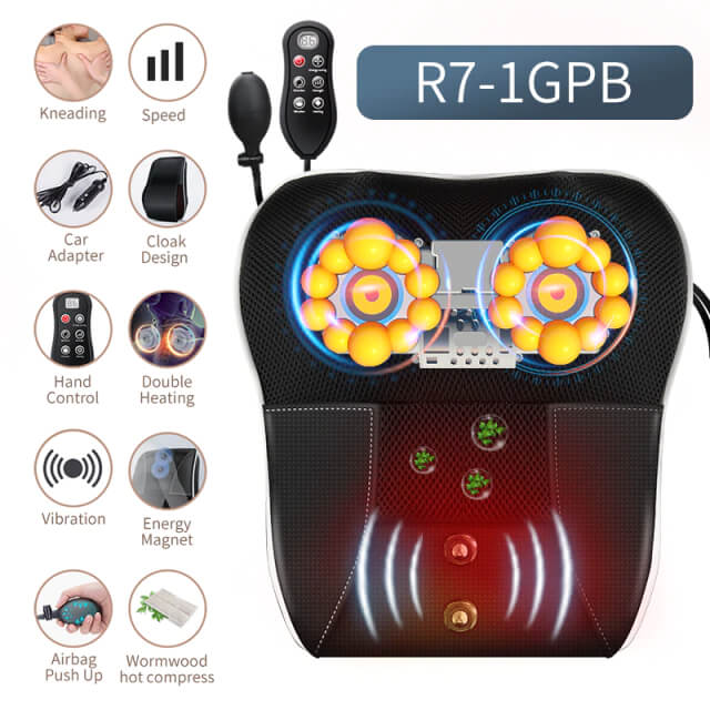 Electric Shiatsu Head Neck Cervical Ttraction Body Massager Car Back Pillow with Heating Vibrating Massage Device