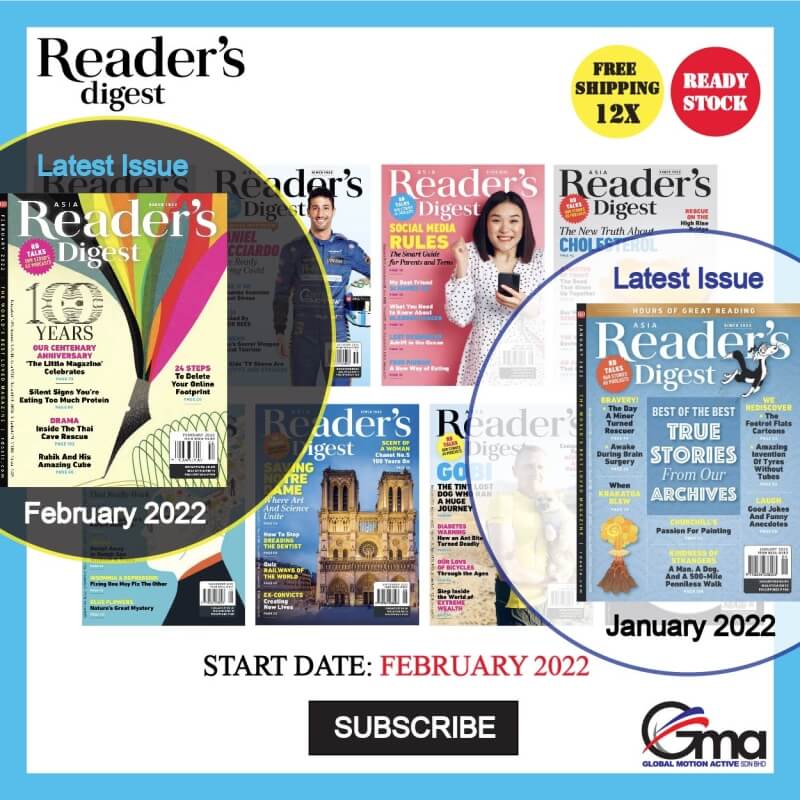 (Start February 2022) Reader\'s Digest Asia - English, Limited 1 Year (12 issues) Subscription Offer!!!