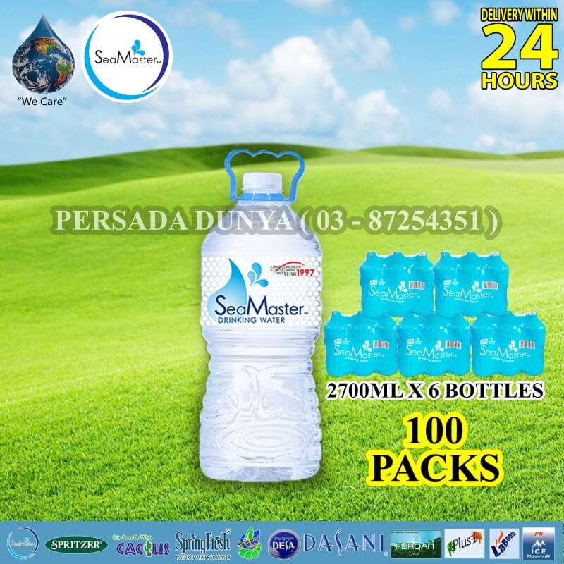 PACKAGE OF 100 PACKS : SEAMASTER DRINKING WATER 2700ML x 6 BOTTLES