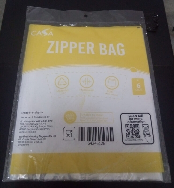 Casa 12 x 18 inch Clear LDPE Zipper Bag 100g 6pcs