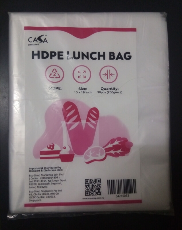 Casa 10 x 16 inch Clear HDPE Lunch Bag 200g 30pcs
