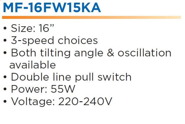 Midea 16" Electric Wall Fan - MF-16FW15KA