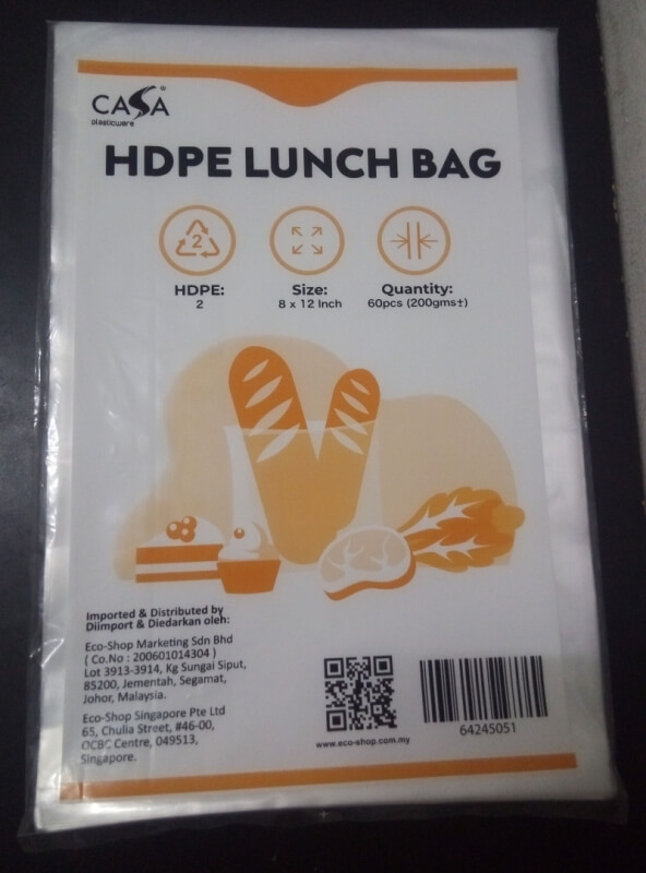 Casa 8 x 12 inch Clear HDPE Lunch Bag 200g 60pcs