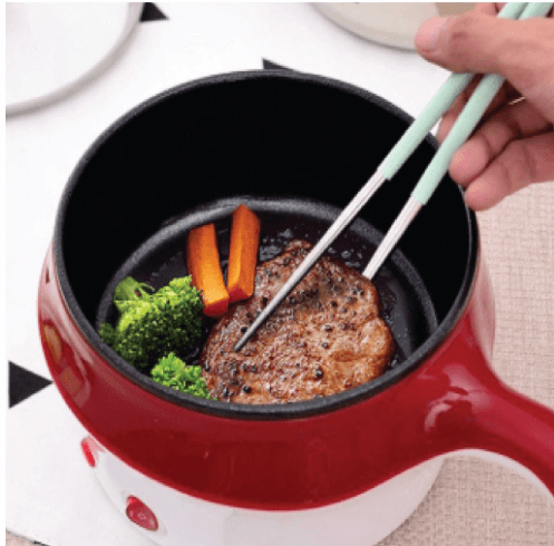 3 Pin Plug Lopol Electric Non Stick Ceramic Frying Pan Rice Portable Mini Rice Cooker Periuk Nasi