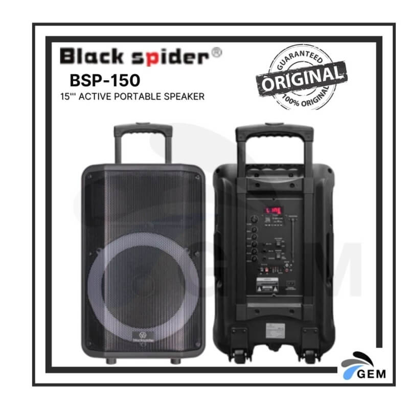BLACK SPIDER 15'' ACTIVE PORTABLE SPEAKER (BSP-150)