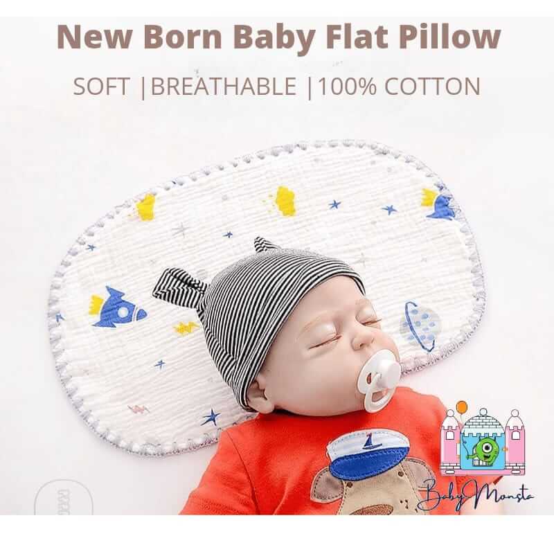 Baby Monsta Newborn Baby Pillow Towel Pure Cotton Soft Flat Pillow