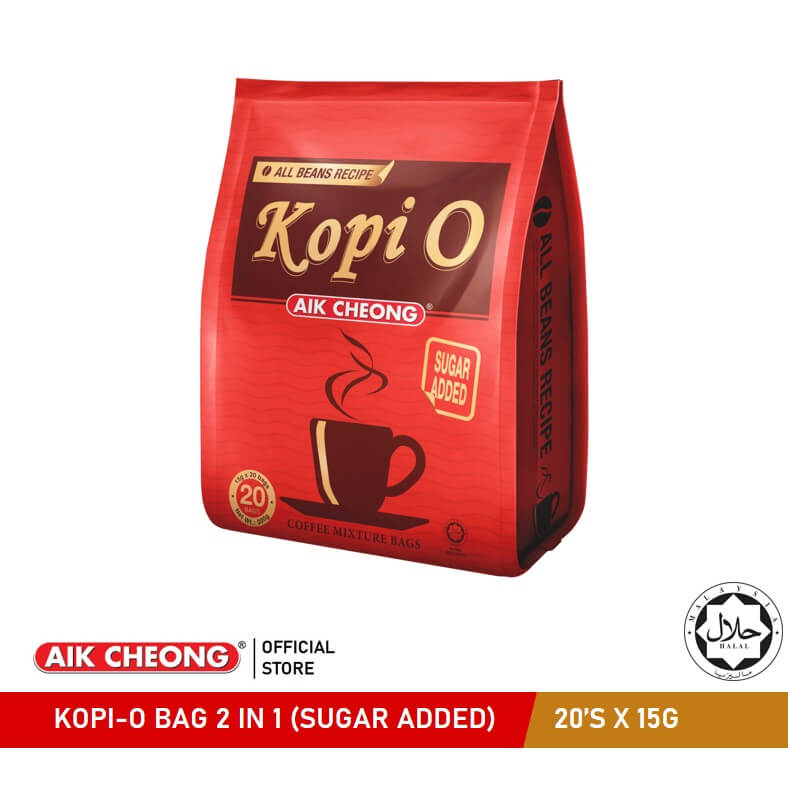 AIK CHEONG Kopi-O Bag 2in1 300g (15g x 20 sachets) - Sugar Added