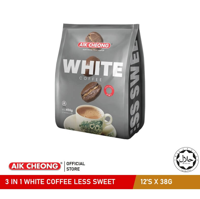 AIK CHEONG White Coffee 3in1 456g (38g x 12 sachets) - Less Sweet