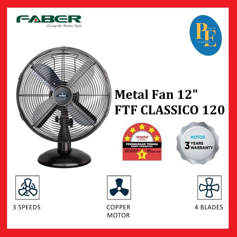 Faber 12” Metal Table Fan - FTF CLASSICO 120