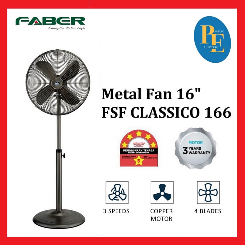 Faber 16” Metal Stand Fan - FSF CLASSICO 166