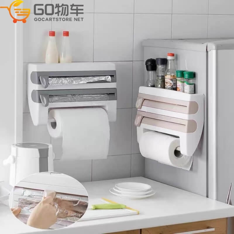 [Clearance Stock] Plastic Refrigerator Cling Film Storage Rack Wrap Cutter Wall Hanging