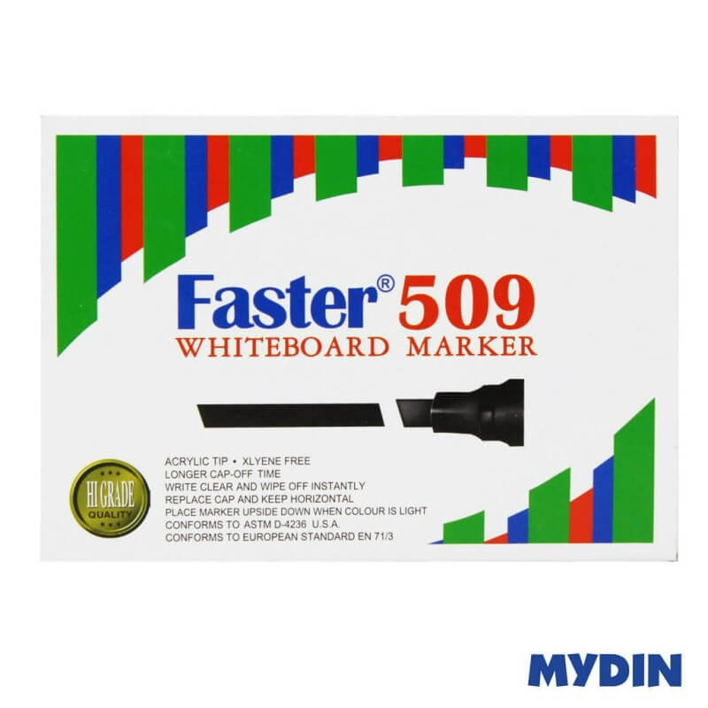 Faster Marker 509 Whiteboard 12s - Black