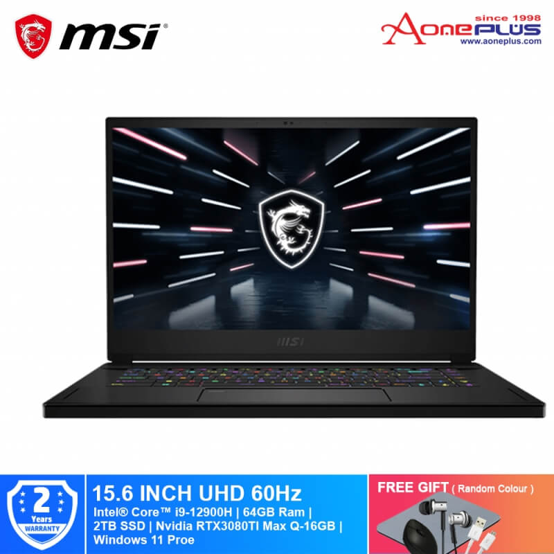 MSI Stealth GS66 12UHS-204MY Gaming Laptop Core Black 9S7-16V512-204 | i9-12900H/2TB.SSD/DDR5 32GB*2/RTX3080Ti Max-Q_16GB/Win11Pro