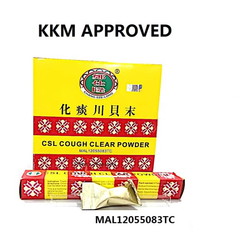 CHANG-SZE-LONG COUGH CLEAR POWDER RELIEF OF COMMON COLD & COUGH ( 375MG ) x 24 pcs (TIUB KACA) EXP DATE 1/2024