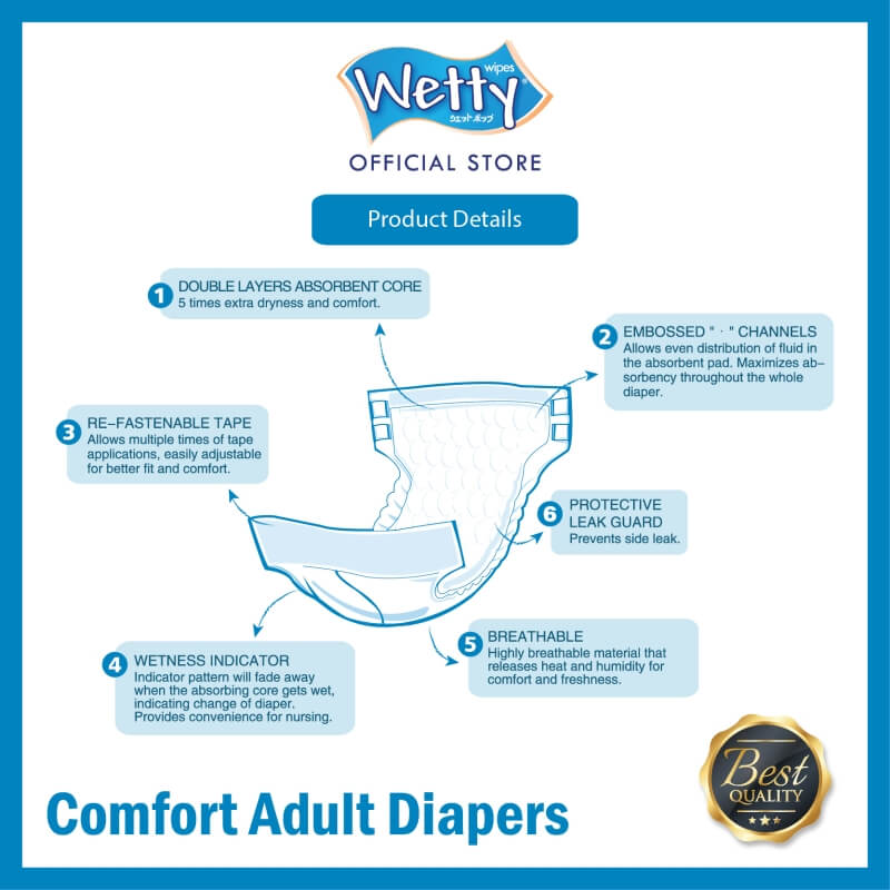Adcare Adult Diapers Leak Guard (L Size 8 PCS) x 12 BAGS (CARTON)
