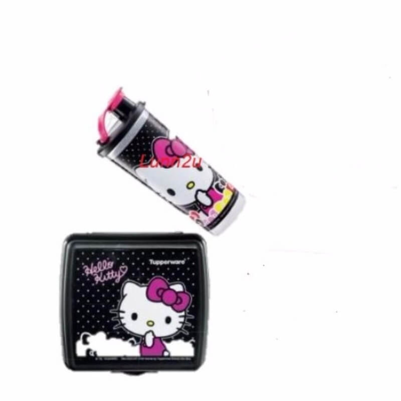 TUPPERWARE NEW HELLO KITTY LUNCH SET TUMBLER SANDWICH KEEPER LIMITED EDITION(BLACK)