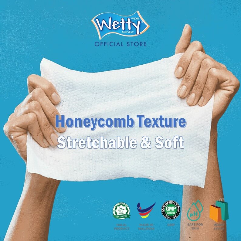 Wetty Wet Tissue Cherry Blossom Fragrance Wipes Tuala Basah Tebal 1pack x 80's