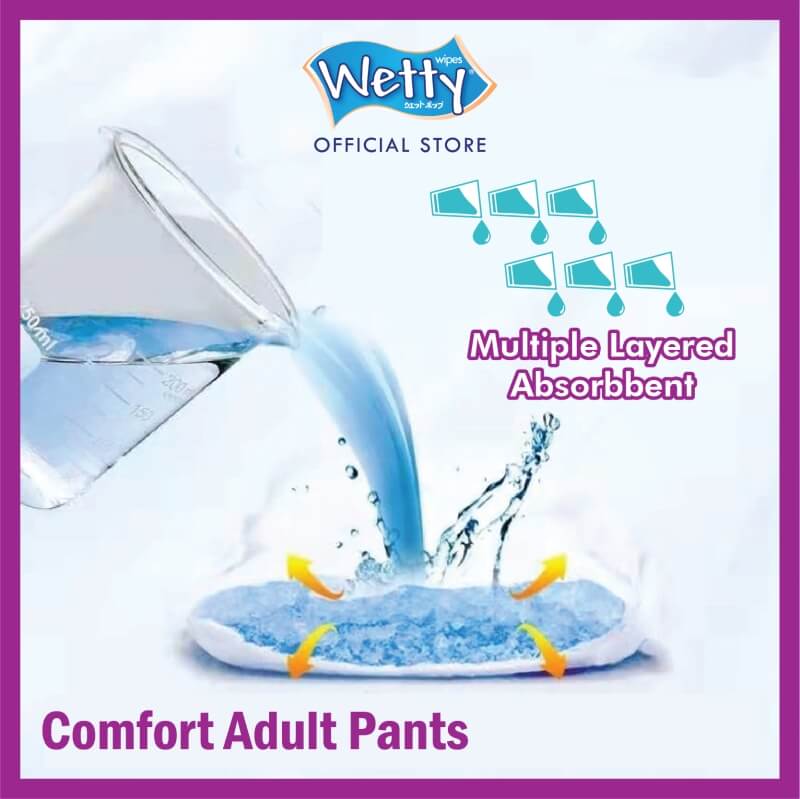 Adcare Adult Pants (L SIZE 8PCS) x 1 Bags [Free Wetty Wet Wipes 10's Rose / Cherry Blossom]