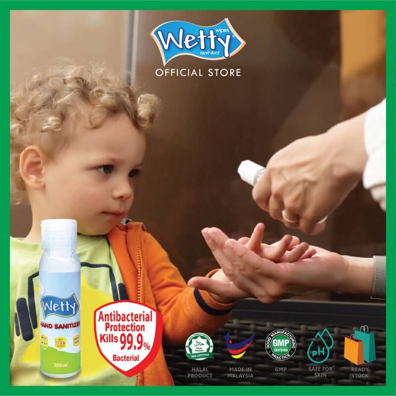 Wetty Hand Sanitizer Alcohol Gel Type pembersih Tangan Antibakteria 99.9% (100ml) [BUY 1 GET 1 FREE]