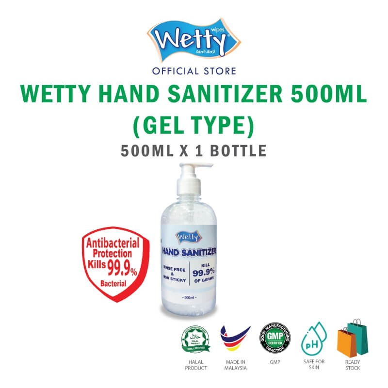 75% Alcohol Antibacterial Wetty Hand Sanitizer500ml (Gel Type)