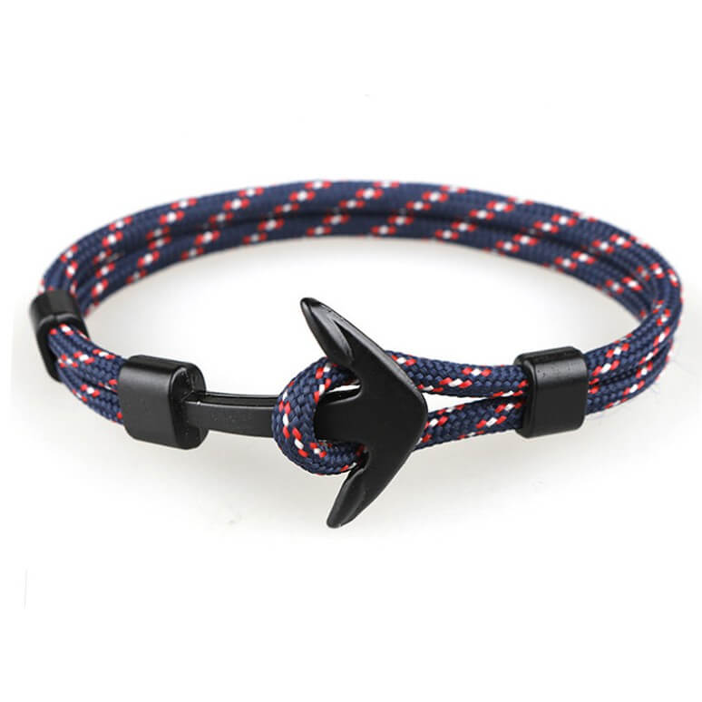 Mix Color Navy Wind Black Anchor Hand-woven Nylon Fashion Bracelet Men and Women Jewelry