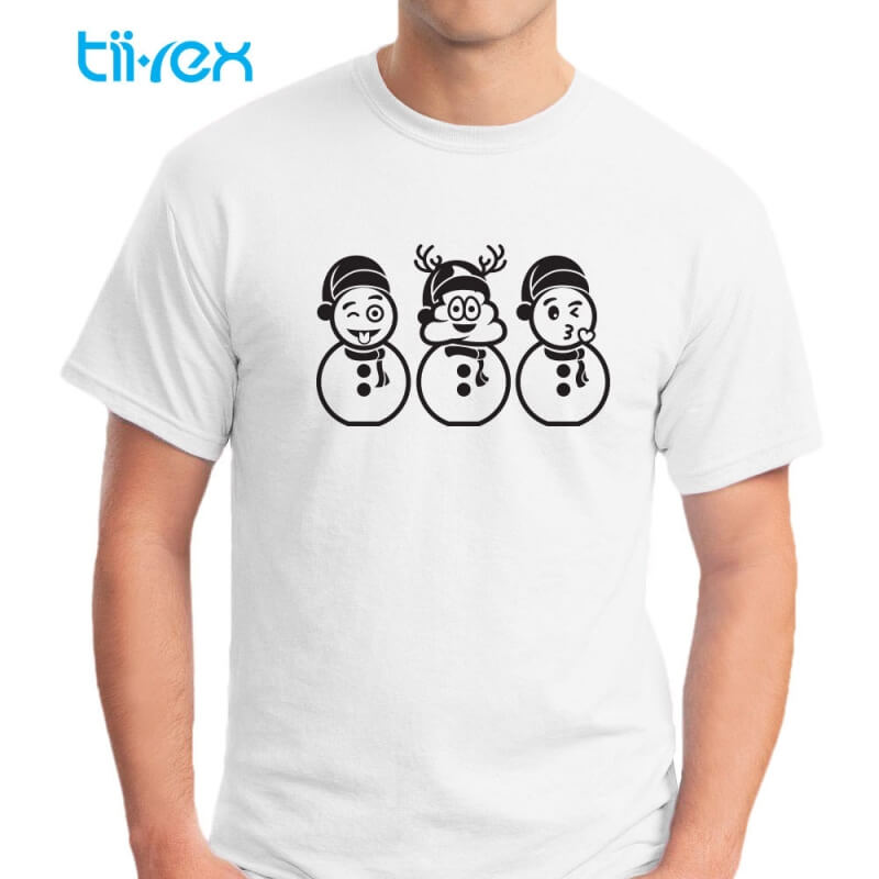 Tii-Rex Christmas Joy Emoji Snowman Merry Xmas Greeting Season Unisex Cotton T Shirt