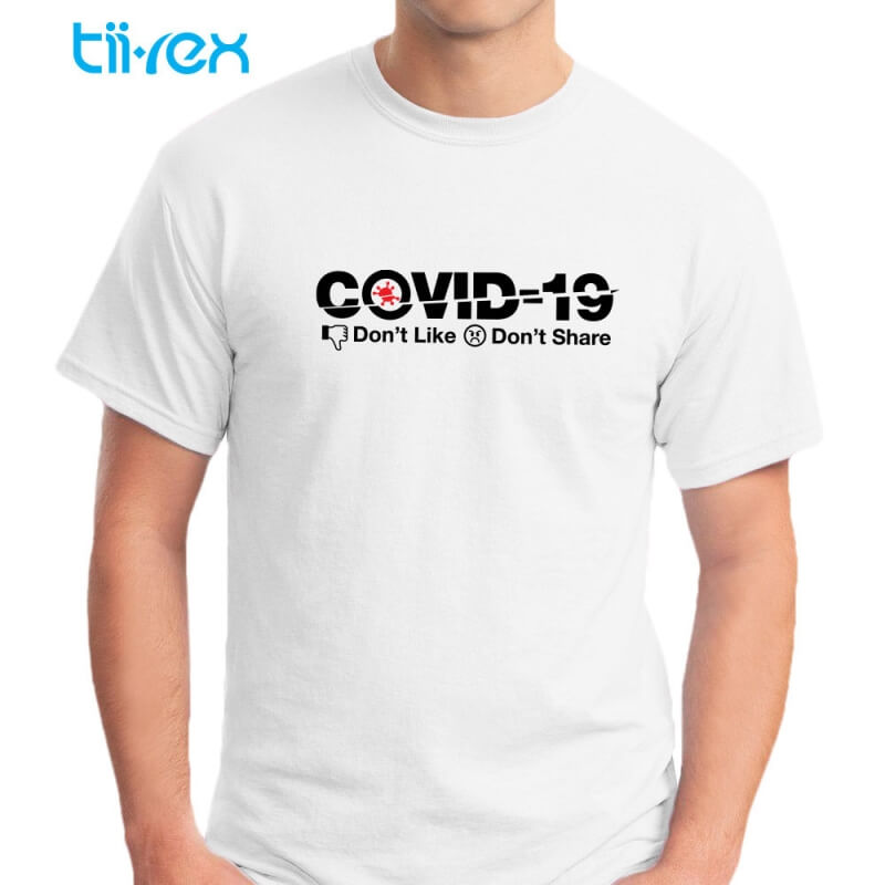 Tii-Rex No Share And Like Covid19 White Round Neck Cotton T Shirt