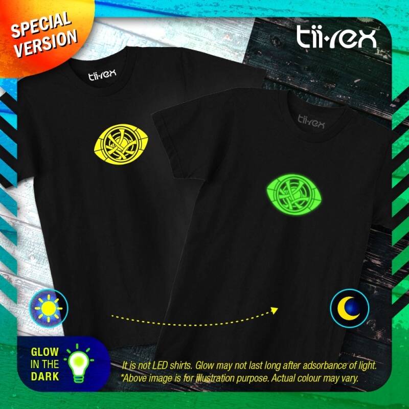 Tii-Rex Comics Series Superhero Strange Dr Green Night Glow Round Neck T Shirt