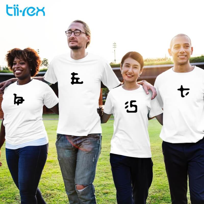 Tii-Rex A-Z Type 2 Alphabet Egyptian Font Short Sleeve Cotton Street Wear T-Shirts