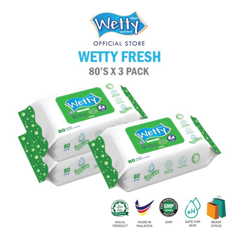 Wetty Fresh Fragrance Wet Wipes 80\'s x 3 Bags