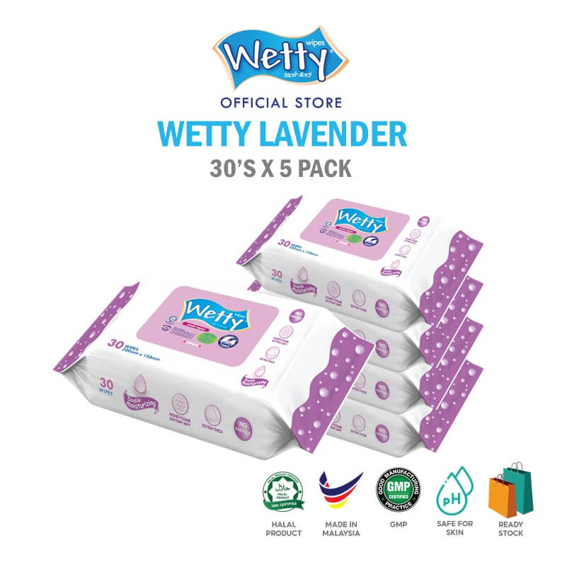 Wetty Nice Fragrance Lavender Wet Tissue (5 pack x 30's)