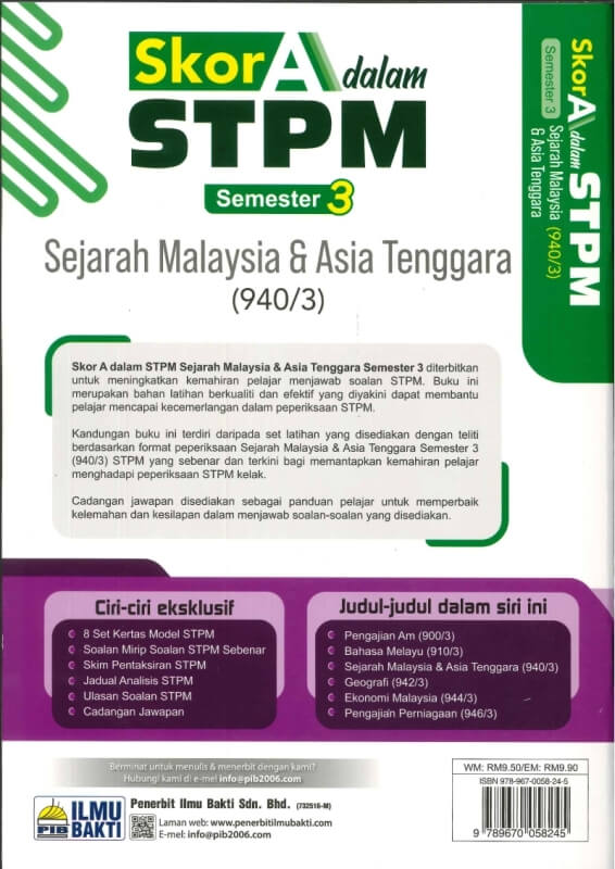 Skor A Dalam Sejarah Malaysiaandasia Tenggara 940 3 Semester 3 Stpm 2022