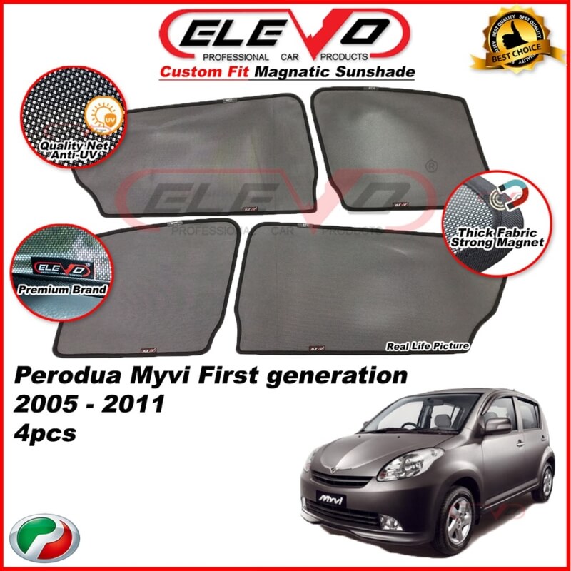 ELEVO Perodua Myvi 2005 to 2011 Magnetic Custom Fit Sunshade Magnet Shade Sun Protection(premium quality) 4pcs