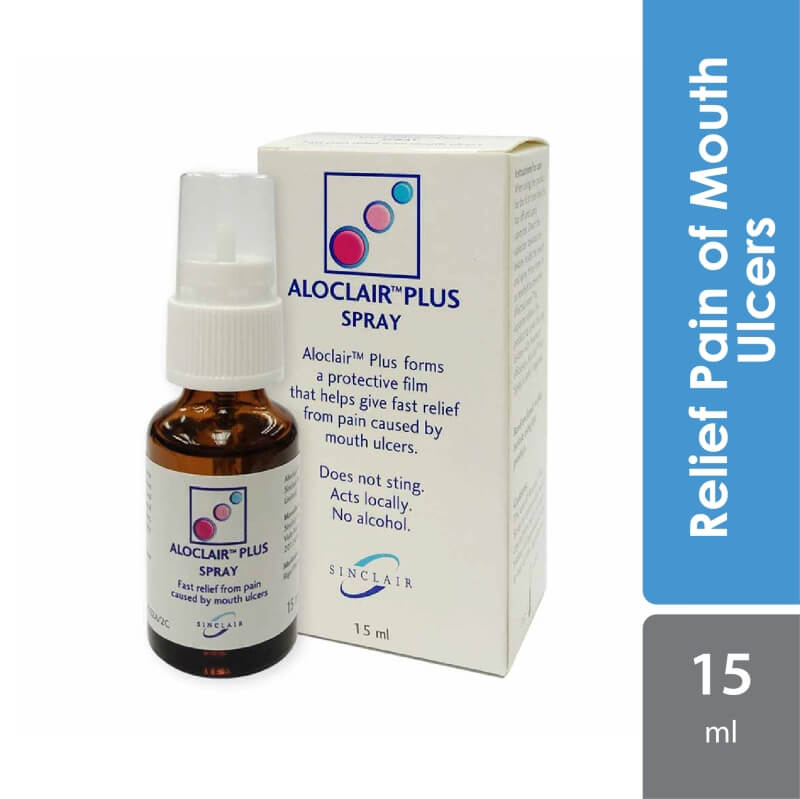 (READY STOCK) Aloclair Plus Spray 15mL Mouth Ulcer Sore Throat for Baby and Adult