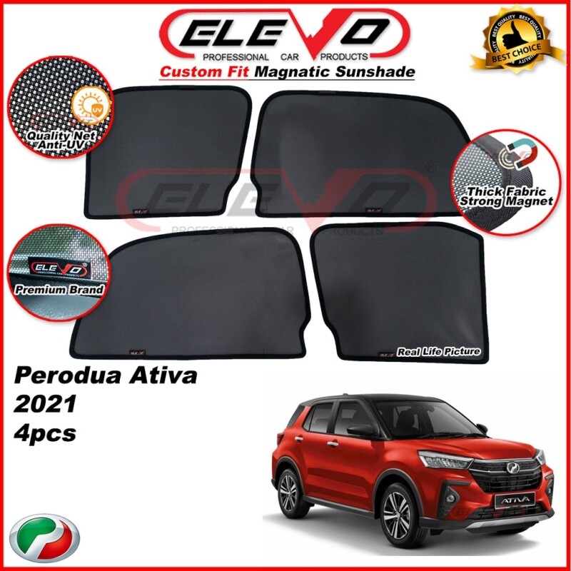 Elevo perodua ATIVA gear up 2021 magnetic custom fit sunshade (premium quality)4pcs