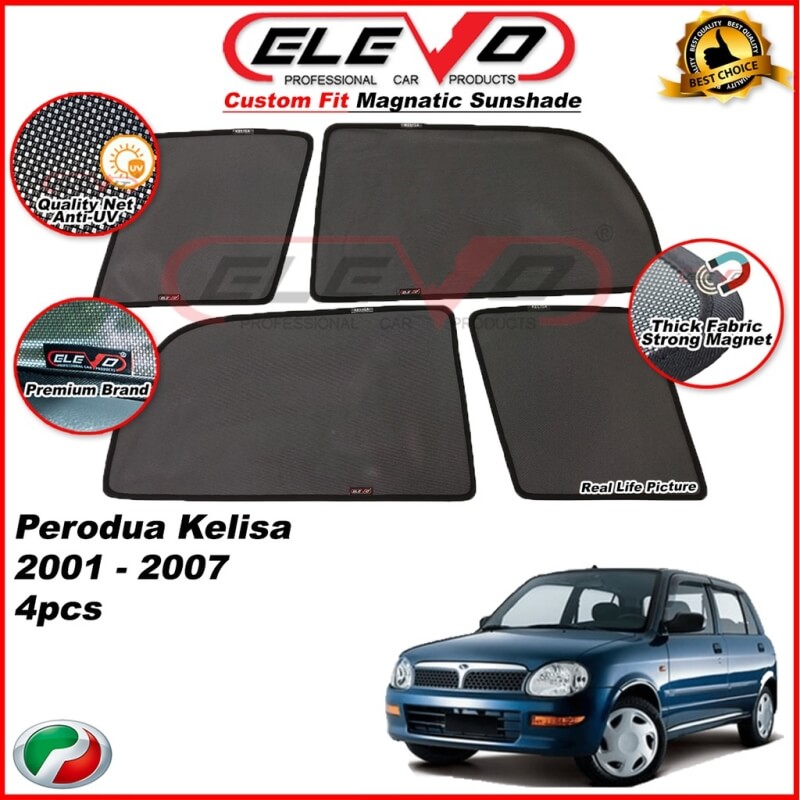 ELEVO Perodua Kelisa Magnetic custom fit sunshade (Premium quality)4 pcs