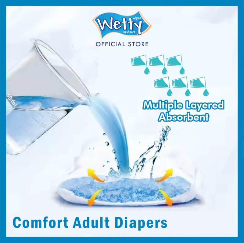 Adcare Adult Diapers Leak Guard (L Size 8 PCS) x 1 Bags [Free Wetty Wet Wipes 10's Rose / Cherry Blossom]