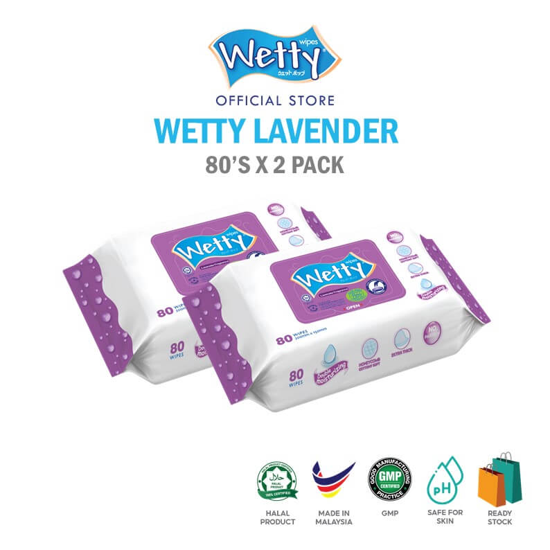 Wetty Lavender Fragrance Wet Wipes 80\'s x 2 packs