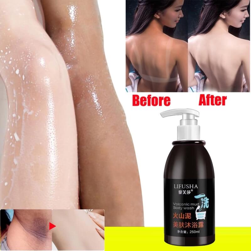 Original Sabun Mandi Cair Pemutih Kulit Volcanic Mud Shower 250ml Whole Body Fast Whitening Deep Clean Skin