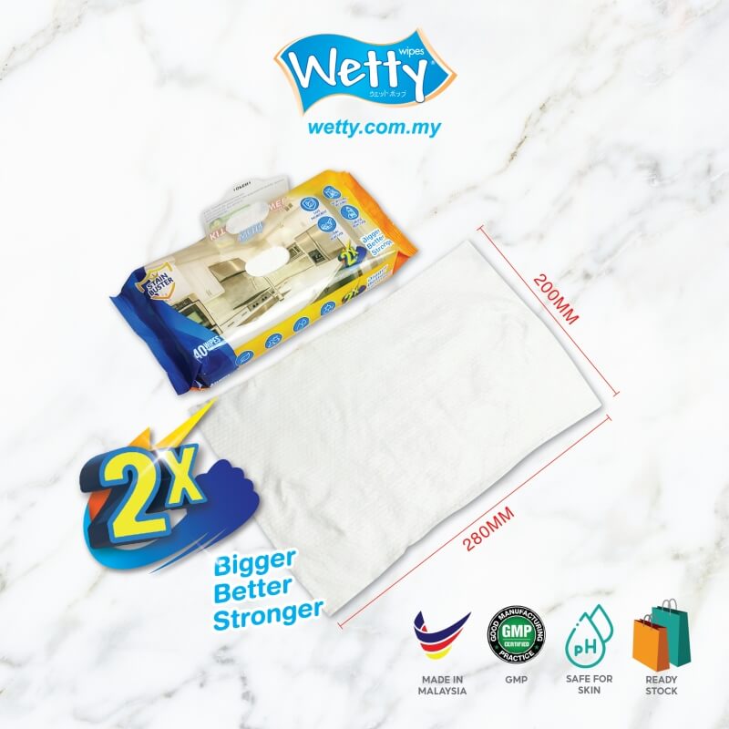 Wetty Kitchen Towel Wipes Multipurpose Kitchen Cleaner Wet Wipes/Wet Tissue (40's Wipes)