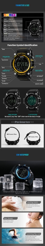 SKMEI 1227 PEDOMETER ,CALORIE AND BLUETOOTH SMART WATCH Support Android and IOS Use App (Racefit Pro)