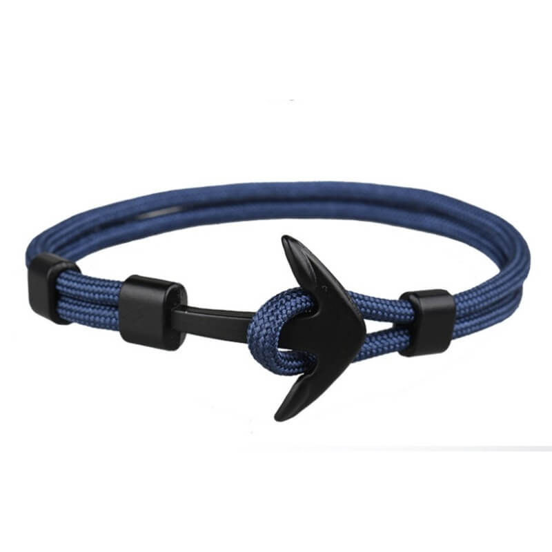 Dark Blue Navy Wind Black Anchor Hand-woven Nylon Fashion Bracelet Men and Women Jewelry